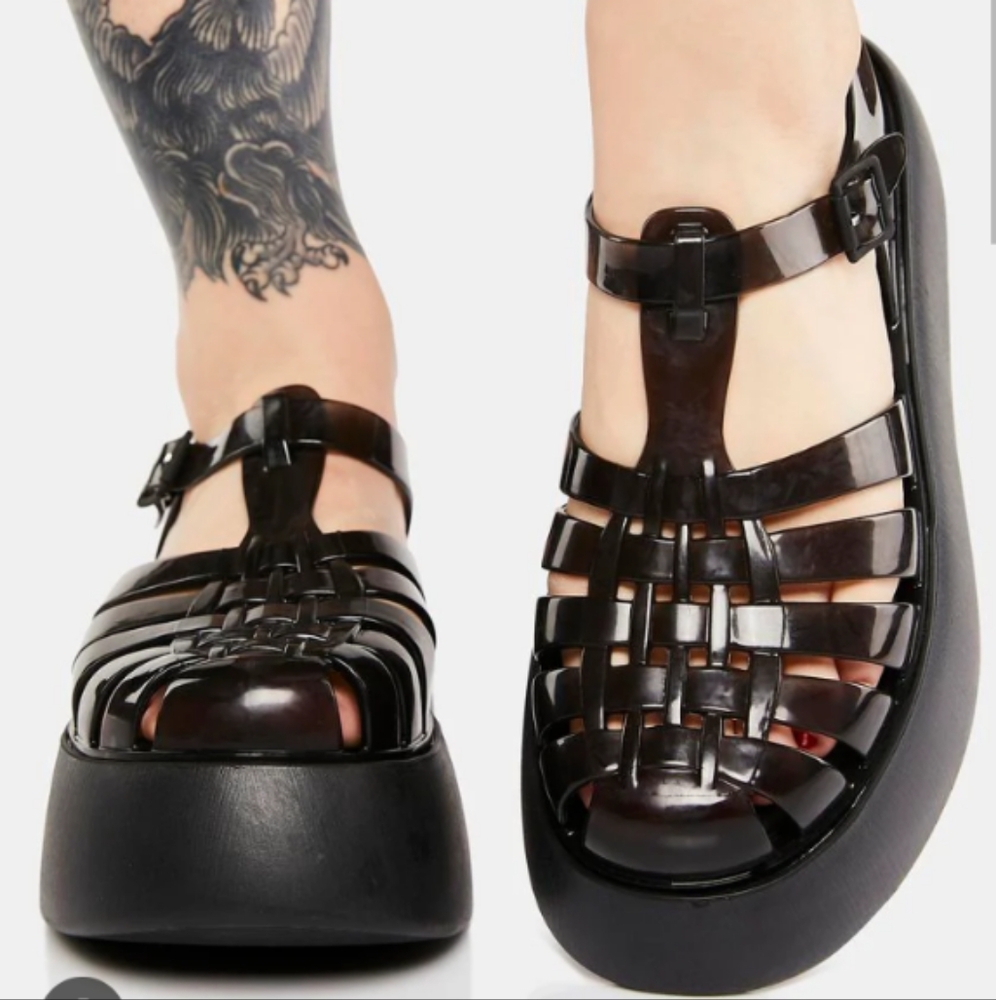 Melissa Possession Plato Jelly Platform Sandal Black size 10 - Picture 2 of 5